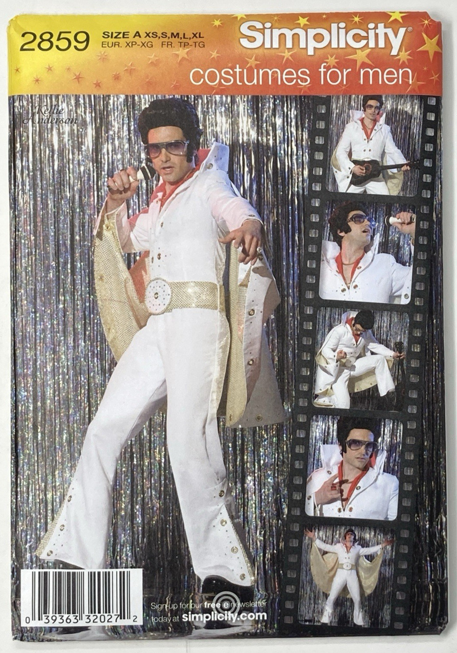 Simplicity 2859 Elvis Vegas-Style Jumpsuit Cape Belt Pattern Mens XS-XL Uncut